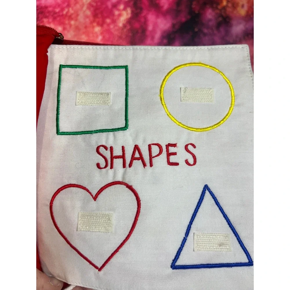 Vintage 1989 Pockets of Learning My Quiet Book Red Fabric Sensory Activity Toy